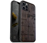 Carveit Magnetic Wood Case for iPhone 12 Pro Case [Natural Wood & Black Soft TPU] Shockproof Protective Unique & Classy Wooden Cover Compatible with MagSafe (Precision Target Art -Blackwood)