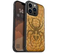 Carveit Magnetic Wood Case for iPhone 13 Pro Case [Hard Real Wood & Soft TPU] Unique & Classy Wooden Shockproof Hybrid Protective Cover Compatible with MagSafe (Web Weaver's Dominion -Cherry)