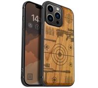 Carveit Magnetic Wood Case for iPhone 13 Pro Case [Hard Real Wood & Soft TPU] Unique & Classy Wooden Shockproof Hybrid Protective Cover Compatible with MagSafe (Precision Target Art -Cherry)
