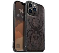 Carveit Magnetic Wood Case for iPhone 13 Pro Case [Hard Real Wood & Soft TPU] Unique & Classy Wooden Shockproof Hybrid Protective Cover Compatible with MagSafe (Web Weaver's Dominion -Blackwood)