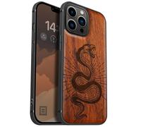 Carveit Magnetic Wood Case for iPhone 13 Pro Max [Hard Real Wood & Soft TPU] Unique & Classy Wooden Shockproof Hybrid Protective Cover Compatible with MagSafe (Viper's Coil -Rosy)