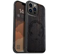 Carveit Magnetic Wood Case for iPhone 13 Pro Max [Hard Real Wood & Soft TPU] Unique & Classy Wooden Shockproof Hybrid Protective Cover Compatible with MagSafe (Lucky Cat Waves -Blackwood)