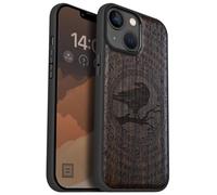 Carveit Magnetic Wood Case for iPhone 14 Case [Natural Wood & Black Soft TPU] Unique & Classy Wooden Shockproof Protective Cover Compatible with magsafe (Runic Raven Wisdom -Blackwood)