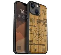 Carveit Magnetic Wood Case for iPhone 14 Case [Natural Wood & Black Soft TPU] Unique & Classy Wooden Shockproof Protective Cover Compatible with magsafe (Precision Target Art -Cherry)