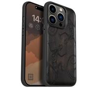 Carveit Magnetic Wood Case for iPhone 14 Pro - Natural Wood & Black Soft TPU - Shockproof Protective Cover - Unique & Classy Wooden Case - Compatible with MagSafe (Tribal Gecko -Blackwood)