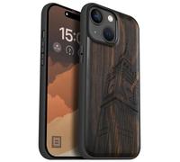 Carveit Magnetic Wood Case for iPhone 15 Case [Solid Wood & Black Soft TPU] Shockproof Protective Cover Unique Wooden Case Compatible with magsafe (Big Ben of London -Blackwood)