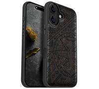 Carveit Magnetic Wood Case for iPhone 16 Case [Solid Wood & Black Soft TPU] Shockproof Protective Cover Unique Wooden Case Compatible with magsafe (Nautical Ensemble Amidst Zendoodle -Blackwood)