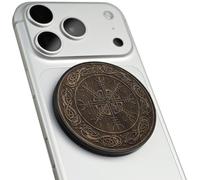 Carveit Magnetic Wood Phone Stand, Removable, Adjustable Angle Holder Compatible with MagSafe iPhone 17 Pro Max 16, 15, 14, Samsung Galaxy S26 Ultra S25, Google Pixel (Dragons and Awe - Walnut)