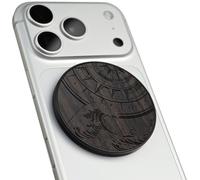 Carveit Magnetic Wood Phone Stand, Removable, Adjustable Angle Holder Compatible with MagSafe iPhone 17 Pro Max 16, 15, 14, Samsung Galaxy S26 Ultra S25, Google Pixel (The Compass Wave - Darkwood)