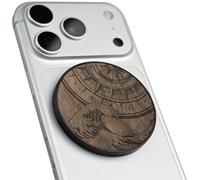 Carveit Magnetic Wood Phone Stand, Removable, Adjustable Angle Holder Compatible with MagSafe iPhone 17 Pro Max 16, 15, 14, Samsung Galaxy S26 Ultra S25, Google Pixel (The Compass Wave - Walnut)