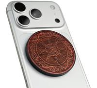 Carveit Magnetic Wood Phone Stand, Removable, Adjustable Angle Holder Compatible with MagSafe iPhone 17 Pro Max 16, 15, 14, Samsung Galaxy S26 Ultra S25, Google Pixel (Dragons and Awe - Rosy)