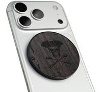Carveit Magnetic Wood Phone Stand, Removable, Adjustable Angle Holder Compatible with MagSafe iPhone 17 Pro Max 16, 15, 14, Samsung Galaxy S26 Ultra S25, Google Pixel (Pirate's Legacy - Darkwood)