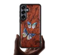 Carveit Magnetic Wooden Case for Galaxy S25+ / S25 Plus Case, Wood Artisan Engraved & Handmade Shell Inlaid, Compatible with MagSafe Wireless Chargers (A Dance of Nature) Rosy