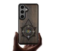 Carveit Magnetic Wooden Case for Galaxy S26+ / S26 Plus Case, Wood Artisan Engraved & Handmade Shell Inlaid, Compatible with MagSafe Wireless Chargers (Alchemy and Esoteric Art) Blackwood