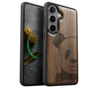 Carveit Magnetic Wooden Case for Galaxy S26+ Samsung S26 Plus Case, TPU Shockproof Cover & Wood Engraved, Compatible with MagSafe Wireless Chargers (The Giant Panda's Gaze) Walnut