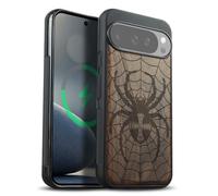 Carveit Magnetic Wooden Case for Google Pixel 10 / Pixel 10 Pro Case, Wood Artisan Engraved & Soft TPU Shockproof Cover, Compatible with MagSafe Wireless Chargers (Web Weaver's Dominion) Walnut