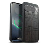 Carveit Magnetic Wooden Case for Google Pixel 10 / Pixel 10 Pro Case, Wood Artisan Engraved & Soft TPU Shockproof Cover, Compatible with MagSafe Wireless Chargers (Baroque Splendor House) Blackwood