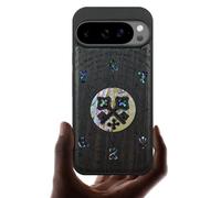 Carveit Magnetic Wooden Case for Google Pixel 10 Pro XL Case, Wood Artisan Engraved & Handmade Shell Inlaid, Compatible with MagSafe Wireless Chargers, A Heraldic Enigma - Blackwood