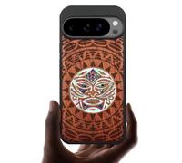 Carveit Magnetic Wooden Case for Google Pixel 10 Pro XL Case, Wood Artisan Engraved & Handmade Shell Inlaid, Compatible with MagSafe Wireless Chargers, Maori Moko Mandala - Rosy