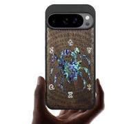 Carveit Magnetic Wooden Case for Google Pixel 10 Pro XL Case, Wood Artisan Engraved & Handmade Shell Inlaid, Compatible with MagSafe Wireless Chargers, Spider Amidst Mystical Runes - Walnut
