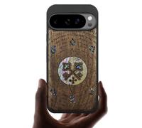 Carveit Magnetic Wooden Case for Google Pixel 10 Pro XL Case, Wood Artisan Engraved & Handmade Shell Inlaid, Compatible with MagSafe Wireless Chargers, A Heraldic Enigma - Walnut