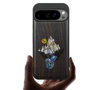 Carveit Magnetic Wooden Case for Google Pixel 10 Pro XL Case, Wood Artisan Engraved & Handmade Shell Inlaid, Compatible with MagSafe Wireless Chargers, Mountain Path - Blackwood