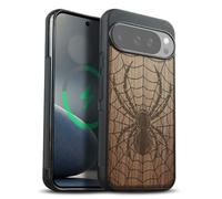 Carveit Magnetic Wooden Case for Google Pixel 10 Pro XL Case, Wood Artisan Engraved & Soft TPU Shockproof Cover, Compatible with MagSafe Wireless Chargers (Venomous Web Guardian) Walnut