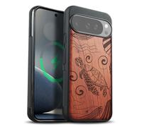 Carveit Magnetic Wooden Case for Google Pixel 10 Pro XL Case, Wood Artisan Engraved & Soft TPU Shockproof Cover, Compatible with MagSafe Wireless Chargers (Ocean Wonders) Rosy