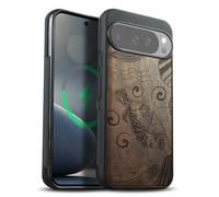 Carveit Magnetic Wooden Case for Google Pixel 10 Pro XL Case, Wood Artisan Engraved & Soft TPU Shockproof Cover, Compatible with MagSafe Wireless Chargers (Ocean Wonders) Walnut