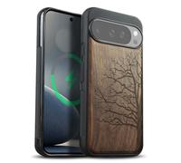Carveit Magnetic Wooden Case for Google Pixel 10 Pro XL Case, Wood Artisan Engraved & Soft TPU Shockproof Cover, Compatible with MagSafe Wireless Chargers (The Bare Tree) Walnut