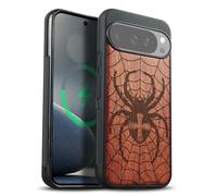 Carveit Magnetic Wooden Case for Google Pixel 10 Pro XL Case, Wood Artisan Engraved & Soft TPU Shockproof Cover, Compatible with MagSafe Wireless Chargers (Web Weaver's Dominion) Rosy