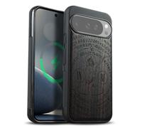 Carveit Magnetic Wooden Case for Google Pixel 10 Pro XL Case, Wood Artisan Engraved & Soft TPU Shockproof Cover, Compatible with MagSafe Wireless Chargers (Divine Alchemy: The Crucifix) Blackwood