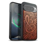 Carveit Magnetic Wooden Case for Google Pixel 10 Pro XL Case, Wood Artisan Engraved & Soft TPU Shockproof Cover, Compatible with MagSafe Wireless Chargers (Zen Doodle Treble Clef) Rosy