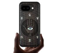 Carveit Magnetic Wooden Case for Google Pixel 10a Case, Wood Artisan Engraved & Handmade Shell Inlaid, Compatible with MagSafe Wireless Chargers (All-Seeing Hand) Blackwood