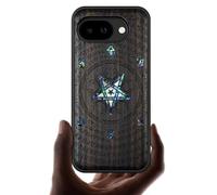 Carveit Magnetic Wooden Case for Google Pixel 10a Case, Wood Artisan Engraved & Handmade Shell Inlaid, Compatible with MagSafe Wireless Chargers (The Celestial Seal of Forgotten Echoes) Blackwood