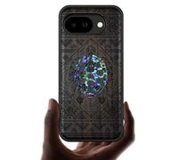 Carveit Magnetic Wooden Case for Google Pixel 10a Case, Wood Artisan Engraved & Handmade Shell Inlaid, Compatible with MagSafe Wireless Chargers (The Turtle Amidst Zendoodle) Blackwood