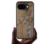 Carveit Magnetic Wooden Case for Google Pixel 10a Case, Wood Artisan Engraved & Handmade Shell Inlaid, Compatible with MagSafe Wireless Chargers (Majestic Pine Tree) Walnut