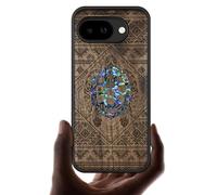 Carveit Magnetic Wooden Case for Google Pixel 10a Case, Wood Artisan Engraved & Handmade Shell Inlaid, Compatible with MagSafe Wireless Chargers (The Turtle Amidst Zendoodle) Walnut