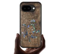 Carveit Magnetic Wooden Case for Google Pixel 10a Case, Wood Artisan Engraved & Handmade Shell Inlaid, Compatible with MagSafe Wireless Chargers (The Medusa Enigma) Walnut