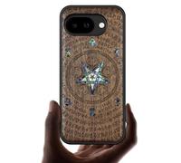 Carveit Magnetic Wooden Case for Google Pixel 10a Case, Wood Artisan Engraved & Handmade Shell Inlaid, Compatible with MagSafe Wireless Chargers (The Celestial Seal of Forgotten Echoes) Walnut