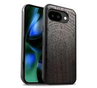 Carveit Magnetic Wooden Case for Google Pixel 10a Case, Wood Artisan Engraved & Soft TPU Shockproof Cover, Compatible with MagSafe Wireless Chargers (The Sun God) Blackwood
