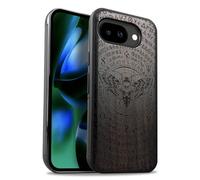 Carveit Magnetic Wooden Case for Google Pixel 10a Case, Wood Artisan Engraved & Soft TPU Shockproof Cover, Compatible with MagSafe Wireless Chargers (Enigmatic Butterfly) Blackwood