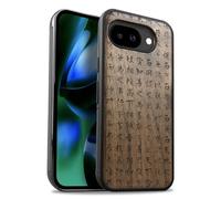 Carveit Magnetic Wooden Case for Google Pixel 10a Case, Wood Artisan Engraved & Soft TPU Shockproof Cover, Compatible with MagSafe Wireless Chargers (Tao Te Ching Calligraphy) Walnut