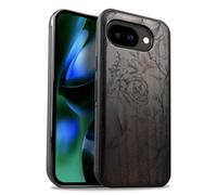 Carveit Magnetic Wooden Case for Google Pixel 10a Case, Wood Artisan Engraved & Soft TPU Shockproof Cover, Compatible with MagSafe Wireless Chargers (The Dance of Life and Grace) Blackwood