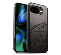 Carveit Magnetic Wooden Case for Google Pixel 10a Case, Wood Artisan Engraved & Soft TPU Shockproof Cover, Compatible with MagSafe Wireless Chargers (The Tarpon's Leap) Blackwood