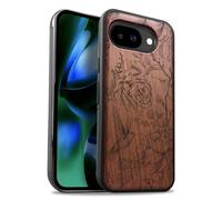 Carveit Magnetic Wooden Case for Google Pixel 10a Case, Wood Artisan Engraved & Soft TPU Shockproof Cover, Compatible with MagSafe Wireless Chargers (The Dance of Life and Grace) Rosy