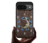 Carveit Magnetic Wooden Case for Google Pixel 9 Case, Wood Artisan Engraved & Handmade Shell Inlaid, Compatible with MagSafe Wireless Chargers, A Manuscript Enigma - Walnut