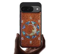 Carveit Magnetic Wooden Case for Google Pixel 9 Case, Wood Artisan Engraved & Handmade Shell Inlaid, Compatible with MagSafe Wireless Chargers, A Manuscript Enigma - Rosy