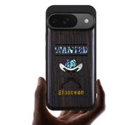 Carveit Magnetic Wooden Case for Google Pixel 9 Case, Wood Artisan Engraved & Handmade Shell Inlaid, Compatible with MagSafe Wireless Chargers, Outlaw Skull Wanted - Blackwood