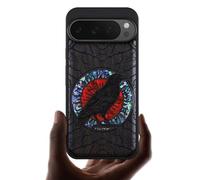 Carveit Magnetic Wooden Case for Google Pixel 9 Pro XL Case, Wood Artisan Engraved & Handmade Shell Inlaid, Compatible with MagSafe Wireless Chargers, The Haloed Crow - Blackwood